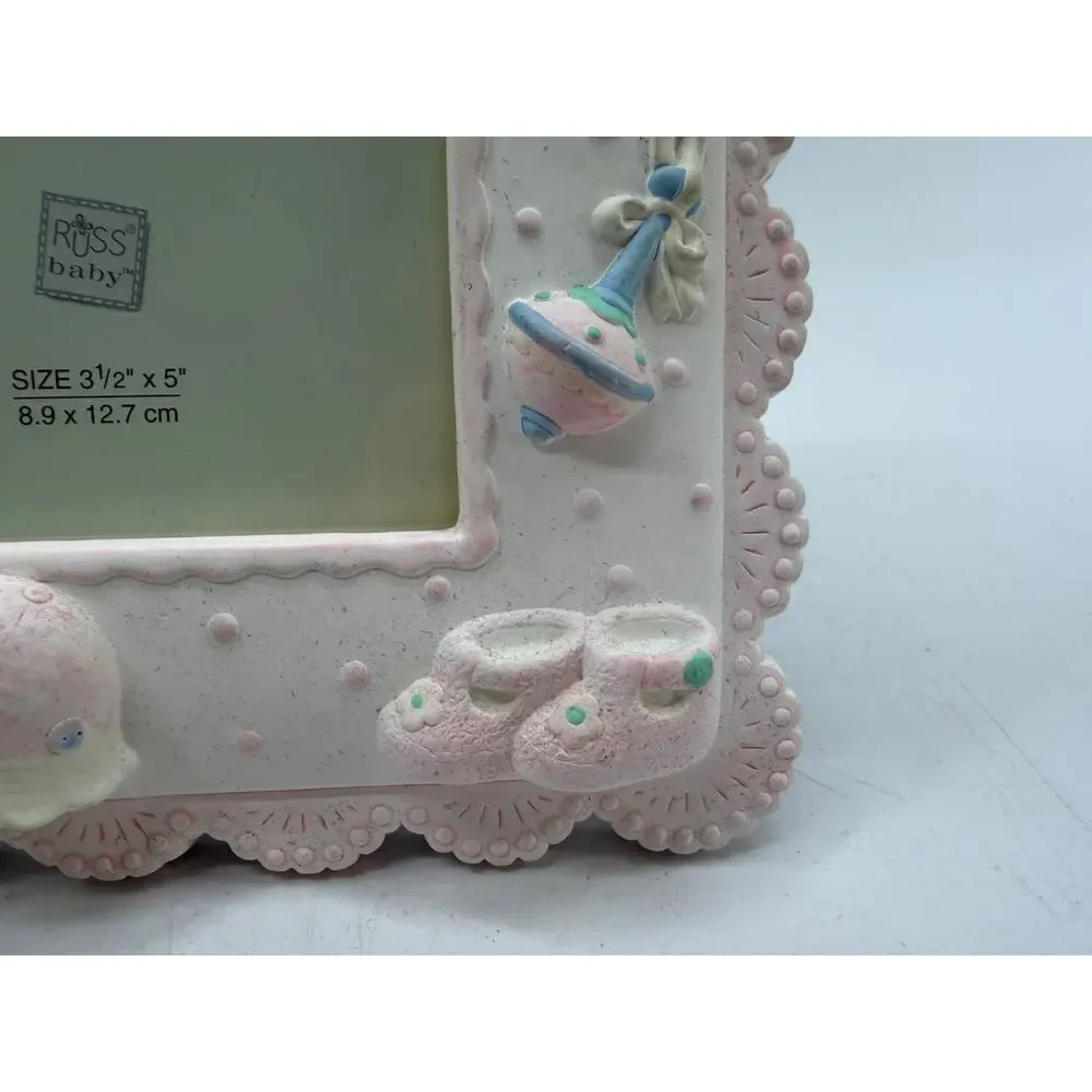 Russ Baby Expression of Love Baby Photo Frame Teddy Bear 3.5x5 Hand Painted NIB
